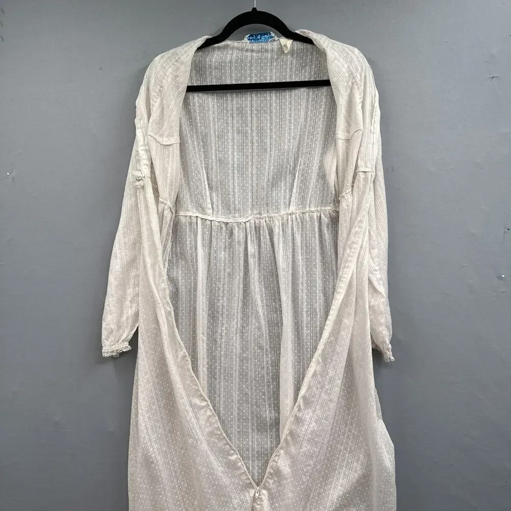 VTG Lans of Salzburg Nightgown M Swiss Dot Sheer Lace Cottagecore Prairie Maxi